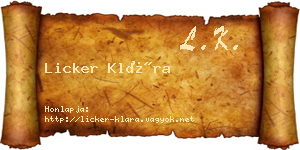 Licker Klára névjegykártya